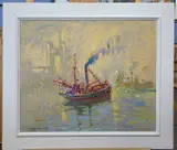 Fishing Boat at Gt Yarmouth with the Power Station in the distance by Roy Hodds, oil, sold Oct 2026