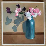 Still life of flowers in a vase by Ian West, oil, sold Oct 2026