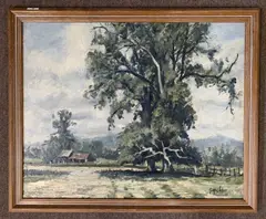 Rural landscape by Geoffrey Lefever, oil, sold Oct 2026