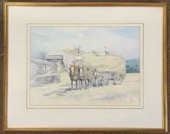 Hay Harvesting by Jason Partner, watercolor, sold Oct 2026