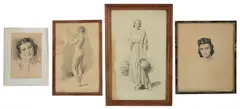 Italian A group of four studies 'Standing female nude by Fortunino Matania, pencil and wash, offered Jun 2020