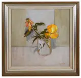 Study of yellow roses in a vase' by David M. Martin, oil, offered Jun 2020