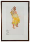 Patti in Yellow Dress by John Bratby, mixed media, offered Feb 2020
