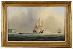 H.M.S. Newcastle by Tim Thompson, oil on canvas, offered Feb 2020