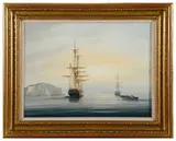 Frigate in the Solent by Tim Thompson, oil on canvas, offered Feb 2020