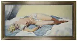 Reclining female nude by George Guinegault, oil on canvas, offered Feb 2020