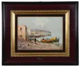 Italian harbour view by G. Curti, oil on board, offered Oct 2019