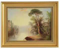 Italian river landscape by James Salt, oil on canvas, offered Oct 2019