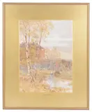 Woodland lake by Tom Hunn, watercolour, offered Oct 2019
