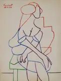 Study of a seated woman by Max Pinchinat, ink, offered Oct 2019