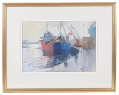 Winter Afternoon, Mistley Quay by John Tookey, pastel, offered Oct 2019