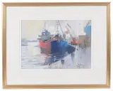 Winter Afternoon, Mistley Quay by John Tookey, pastel, offered Oct 2019