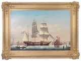 American man o'war Peeress in sail by Salvatore Colacicco, oil on board, offered Jul 2019