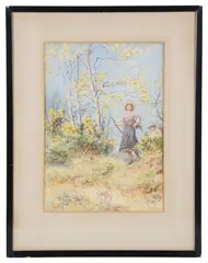 Wooded landscape by Frederick Knowles, watercolour, offered Jul 2019