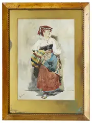 Italian Lady by Onorato Carlandi, watercolour on paper, offered May 2019