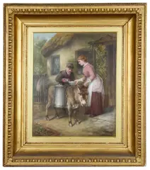 Delivering the milk by J K Makin, oil on canvas, offered Feb 2019