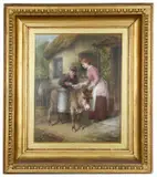 Delivering the milk by J K Makin, oil on canvas, offered Feb 2019
