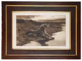 Lioness with cub by Herbert Dicksee, engraving, offered Nov 2018