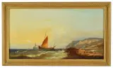 Stormy scenes with rocky coastline by William Henry Williamson, oil on canvas, offered Dec 2017