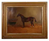 Chestnut hunter in stable by H. Whittaker Reville, oil on canvas, offered Dec 2017