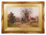 A Berkshire lane with sheep by Henry Charles Fox, 1913, watercolor, offered Dec 2017
