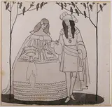 Study of a courting couple by André Édouard Marty, ink, offered Dec 2017