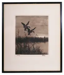 Whizzing by Richard Evett Bishop, etching, offered Dec 2017