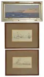 Depicting ships in parade with flags at full mast by Eduardo de Martino, pencil, offered Jun 2017