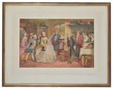 The grand entrance of a couple into the interior of by George Goodwin Kilburne, watercolour, offered Jun 2017