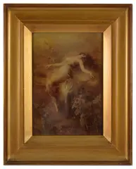 A sepia hued crystoleum of a scantily clad female laying amongst by Édouard Bisson, 1901, print (other), offered Jun 2017