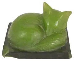 A green pate-de-verre model of a fox cub seated upon a plinth by Amalric Walter, sculpture, offered Jun 2017