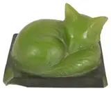 A green pate-de-verre model of a fox cub seated upon a plinth by Amalric Walter, sculpture, offered Jun 2017