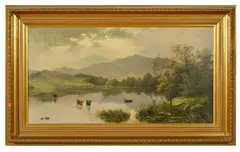 With cattle by a loch in the by Edgar Longstaffe, 1882, oil on canvas, offered Feb 2017