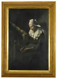 Breton woman working on a spinning wheel by George Sherwood Hunter, oil on canvas, offered Feb 2017