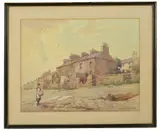 A woman carrying a basket along the shore by Samuel Warburton, 1928, watercolour and pencil, offered Feb 2017