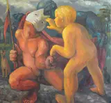Introduction by Sharon Yamamoto, oil on canvas, offered Dec 2016