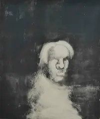 An abstract portrait of a man by Chris Gollon, oil, offered Dec 2016