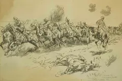 Retrieving the guns by William Barns Wollen, pencil, offered Dec 2016