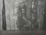 Scottish From behind the curtain by June Carey, 1985, engraving, offered Dec 2016
