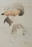 French Two coloured engravings of ladies with dogs by Maurice Millière, pencil, offered Dec 2016