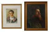 British A portrait of a bearded man in a green tunic by Harriet Staite, oil on canvas, offered Jun 2016