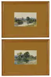 British A pair of watercolours 'Eton College from The River by George Wills Harley, 1912, watercolor, offered Jun 2016