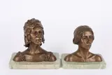 BritishA pair of bronze busts of the dancers Nijinsky and Pavlova by David Cornell, bronze, offered Feb 2016