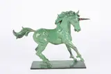 BritishA green patinated bronze model of a unicorn by David Cornell, 1986, bronze, offered Feb 2016