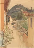 Fiesole by Robert Charles Goff, 1903, watercolour on board, offered Jul 2015