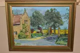 Rape field and pillars by Anthony Hobson, oil on board, offered Apr 2025