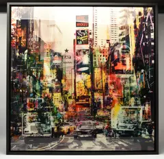 Times square by Paco Raphael, mixed media, sold Apr 2025