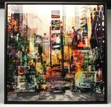 Times square by Paco Raphael, mixed media, sold Apr 2025