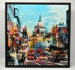 Blue traffic by Paco Raphael, mixed media, sold Mar 2025
