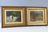 Ducks on the water by H.T. Hunt, oil on canvas, sold Mar 2025